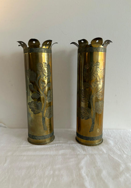 Pair of Floral Trench Art Casings