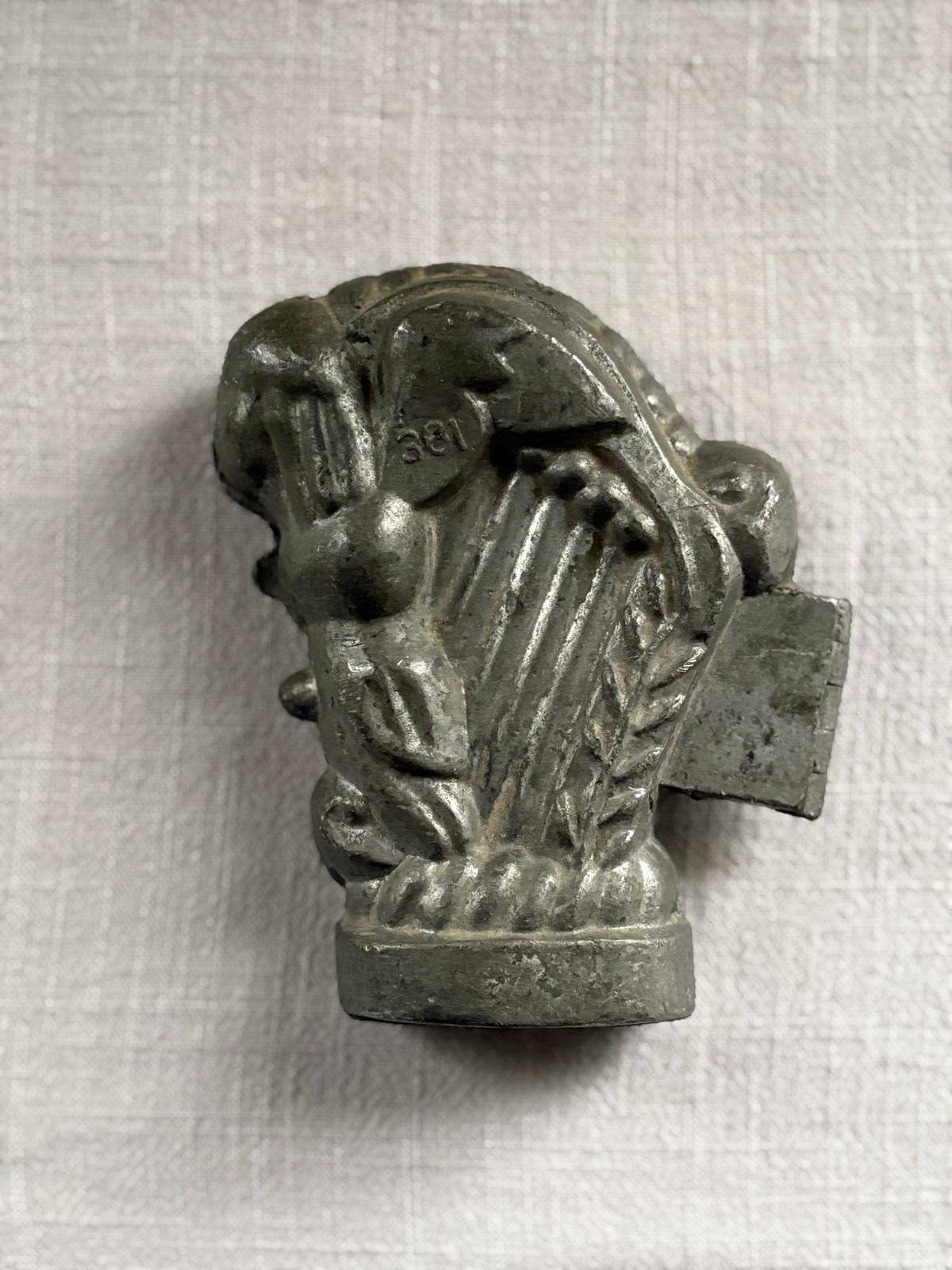 Vintage Antique Pewter Ice Cream Mold, Angel on Harp #361-T Mills & Bro. Mold, Rustic Metal Kitchen